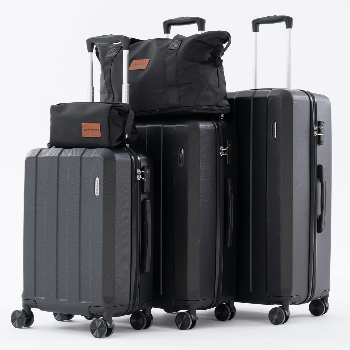 CITYSPORTS 5-Piece Luggage Set – ABS Suitcases with TSA Lock & Spinner Wheels (Black)